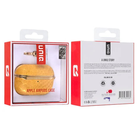 UNIQ Accessory Airpods Pro Case - Snake Leather Geel