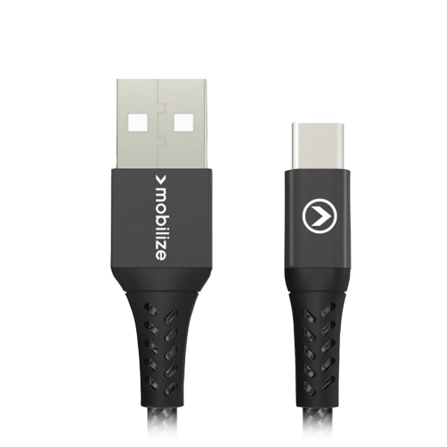 Mobilize Strong Nylon Cable USB to USB-C 20cm. 15W Black