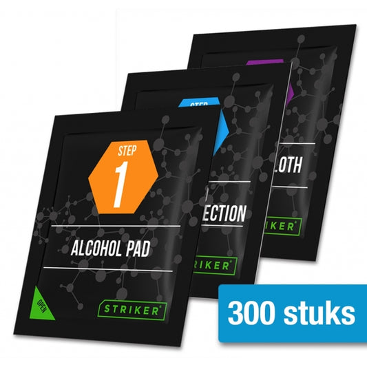 Striker Coating Alcohol doekje + Desinfectie Nano Coating + Microvezeldoekje 300 stuks (per stuk verpakt)