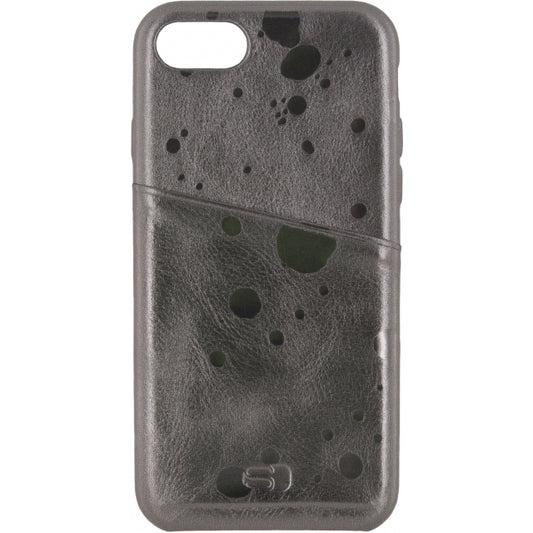 Senza Glam Leather Cover with Card Slot Apple iPhone 7/8/SE (2020/2022) Metallic Grey
