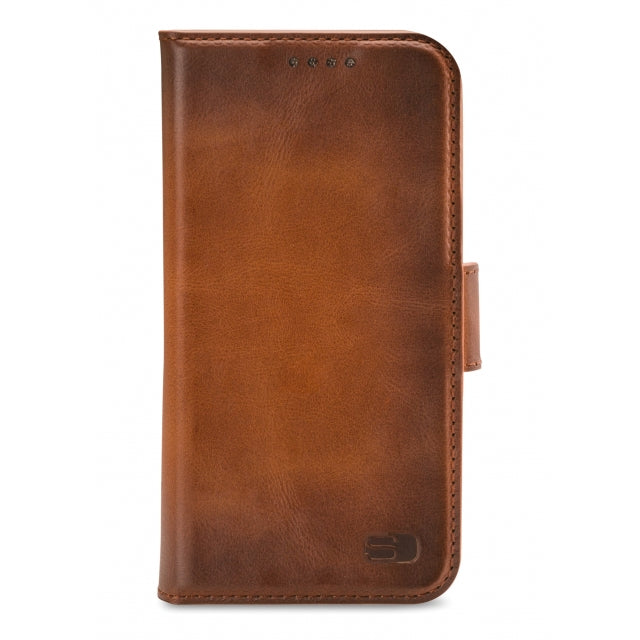 Senza Desire Leather Wallet Apple iPhone 13 Mini Burned Cognac