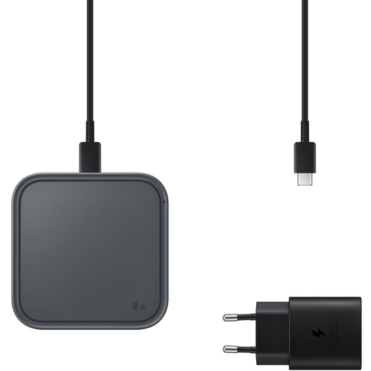 EP-P2400TBEGEU Samsung Wireless Qi Charger Pad 15W + Fast Travel Charger 25W Dark Grey