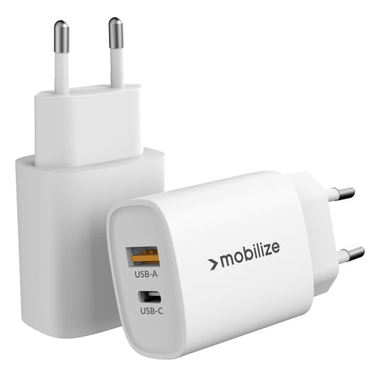 Mobilize Wall Charger USB-C + USB 20W White (BULK)